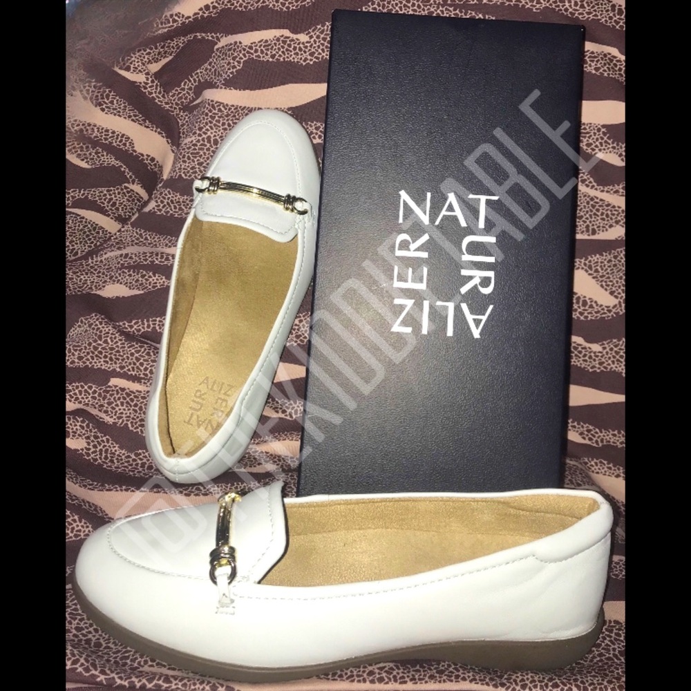 Naturalizer White Leather Loafers